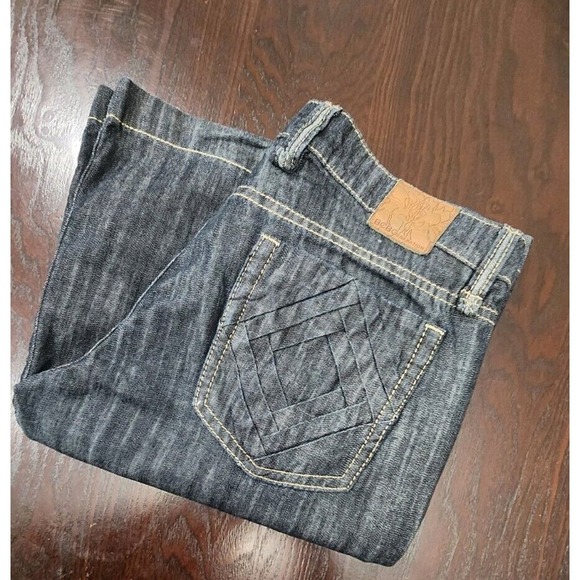 BCBG Jeans Size 28 Womens Wide Leg Vintage Low‎ Rise Dark Wash Blue Denim - Picture 1 of 13